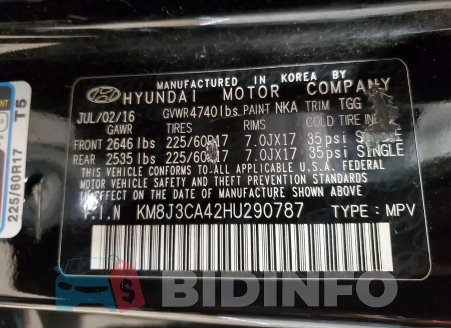 KM8J3CA42HU290787 Photo# 13