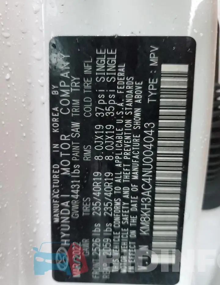 KM8KH3AC4NU004043 Photo# 12