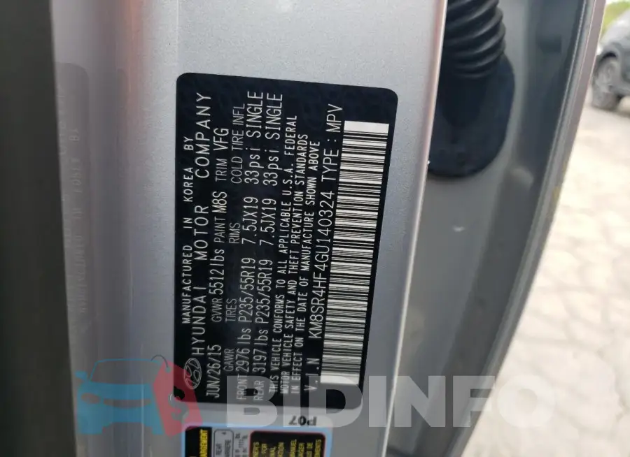 KM8SR4HF4GU140324 Photo# 12