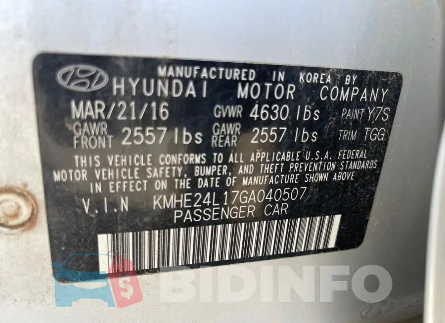 KMHE24L17GA040507 Photo# 10
