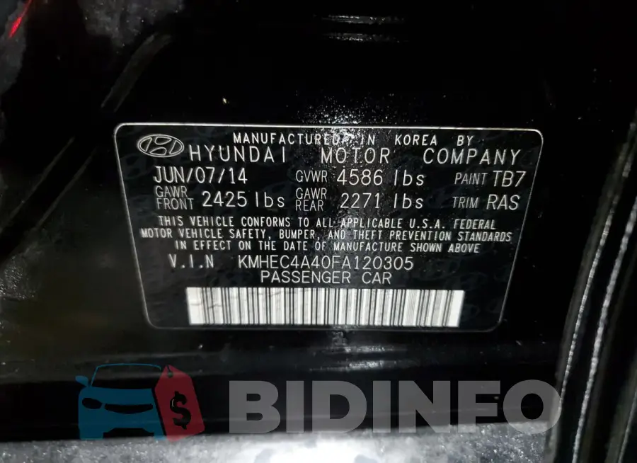 KMHEC4A40FA120305 Photo# 13
