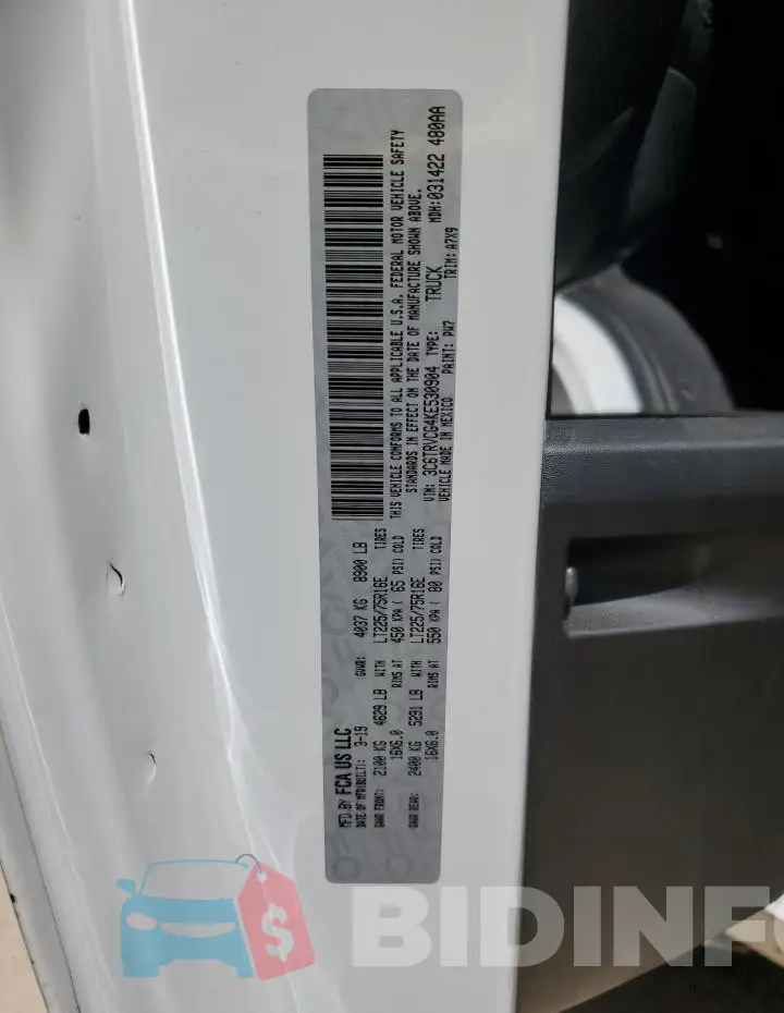 3C6TRVCG4KE530904 Photo# 14