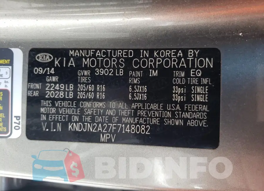 KNDJN2A27F7148082 Photo# 12