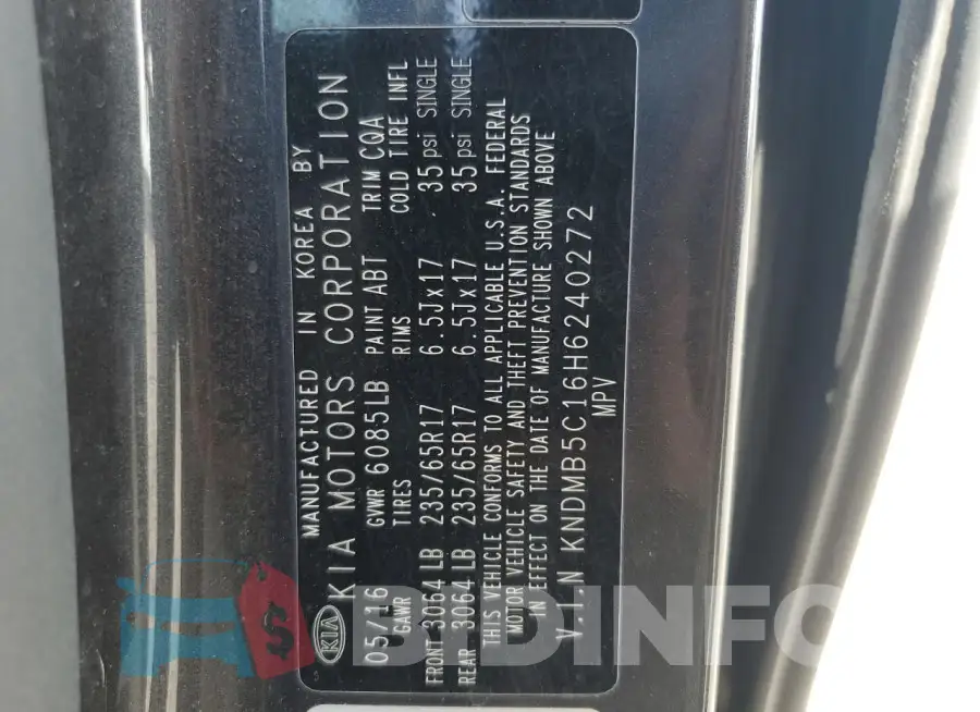 KNDMB5C16H6240272 Photo# 13