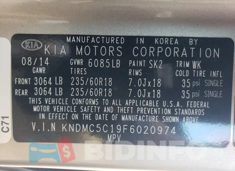KNDMC5C19F6020974 Photo# 13