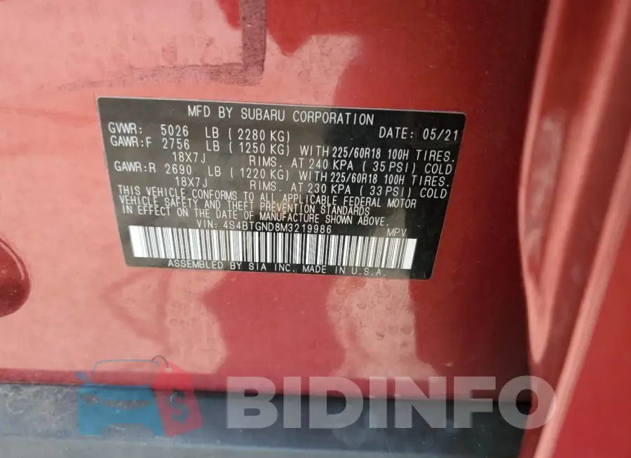 4S4BTGND8M3219986 Photo# 12