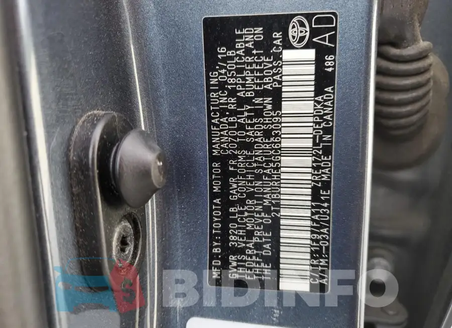 2T1BURHE5GC663095 Photo# 12