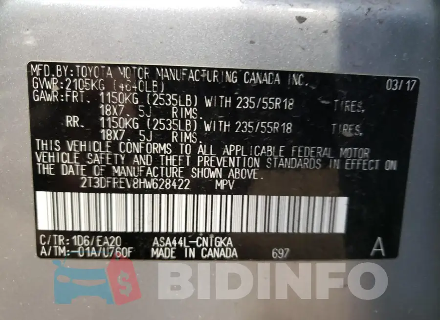 2T3DFREV8HW628422 Photo# 13