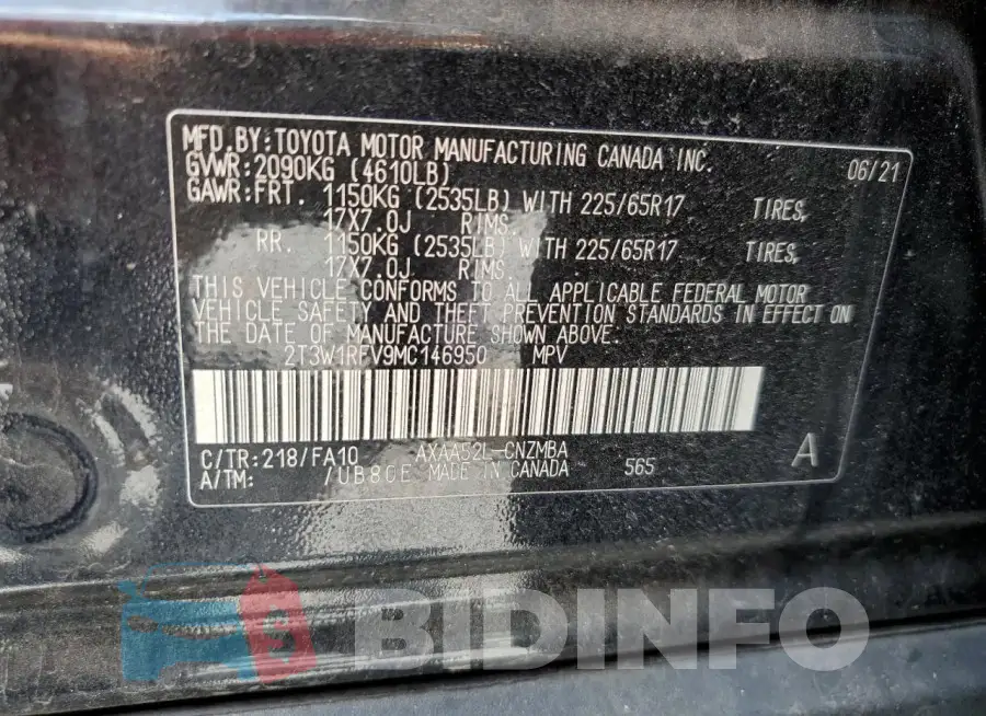 2T3W1RFV9MC146950 Photo# 14
