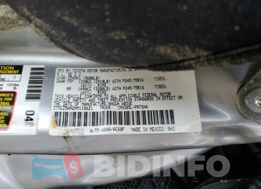 3TMCZ5AN2HM118621 Photo# 12