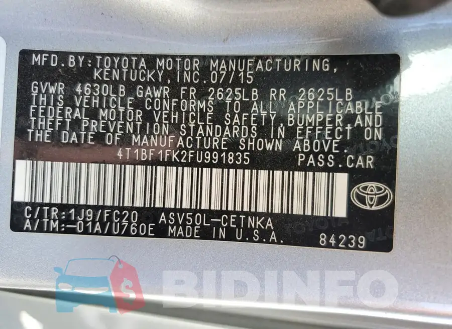 4T1BF1FK2FU991835 Photo# 13
