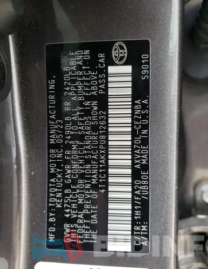 4T1C11AKXPU812632 Photo# 13