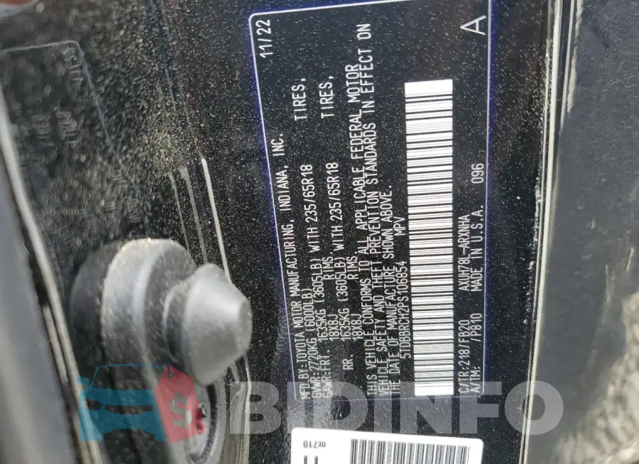 5TDBBRCH2PS106854 Photo# 14