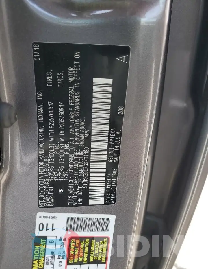5TDKK3DC7GS704180 Photo# 13