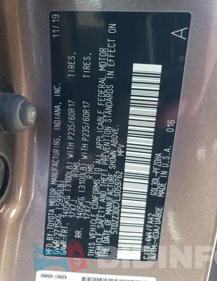 5TDZZ3DC7LS059762 Photo# 12