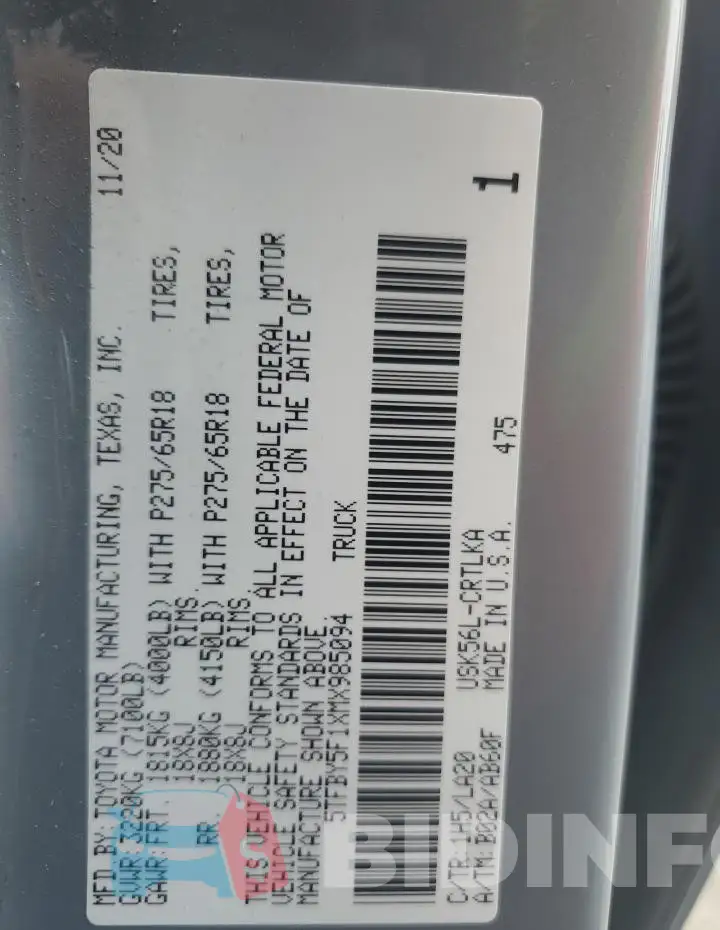 5TFBY5F1XMX985094 Photo# 12