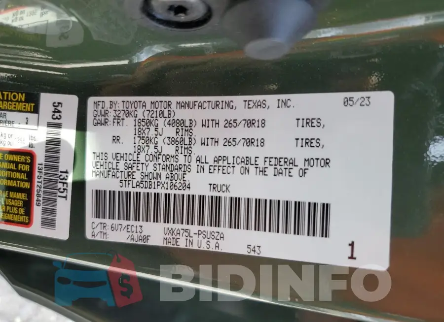 5TFLA5DB1PX106204 Photo# 12