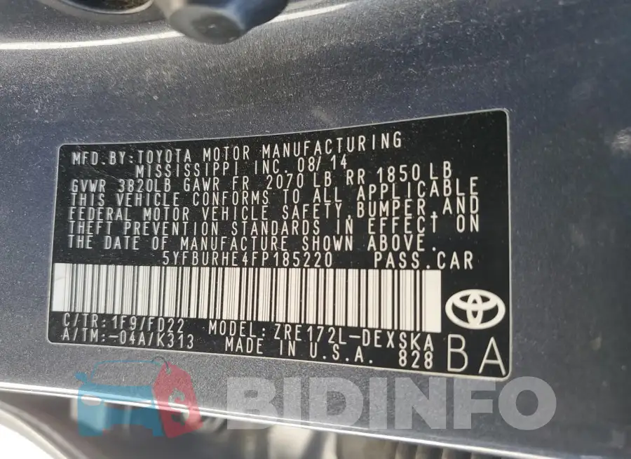 5YFBURHE4FP185220 Photo# 13