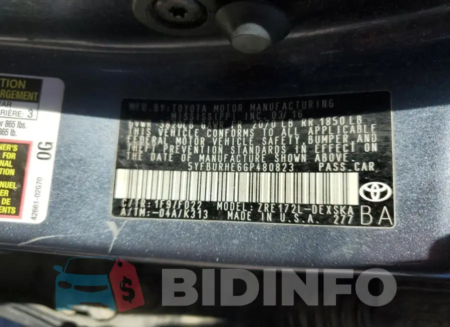 5YFBURHE6GP480823 Photo# 12