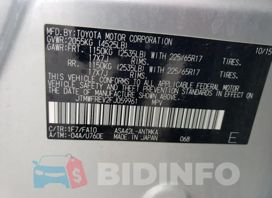 JTMWFREV2FJ059961 Photo# 13
