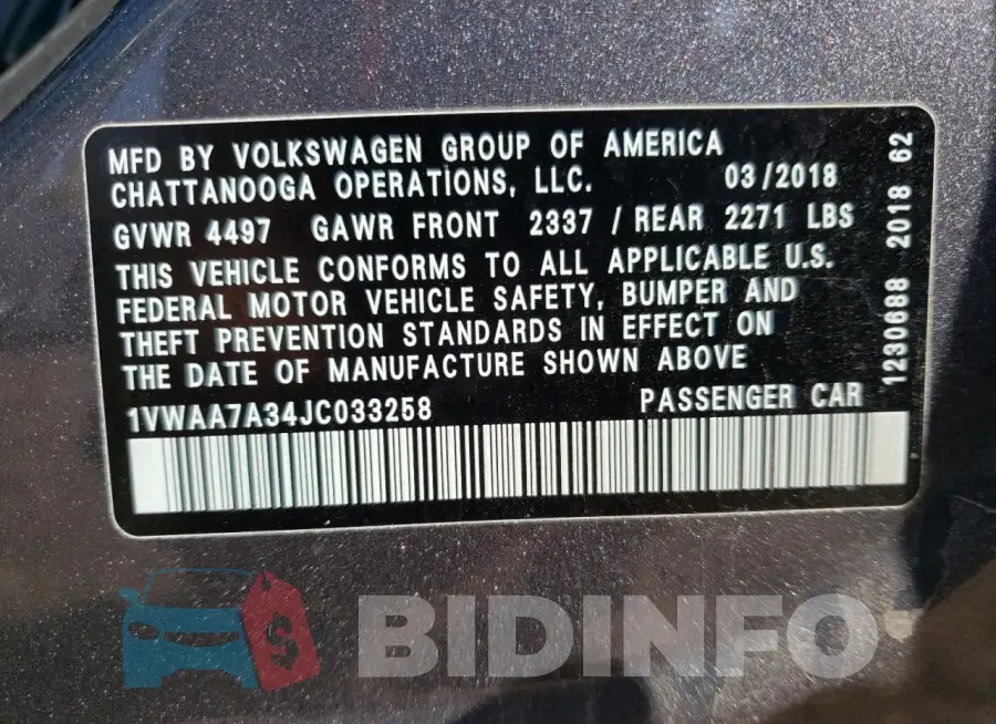 1VWAA7A34JC033258 Photo# 12
