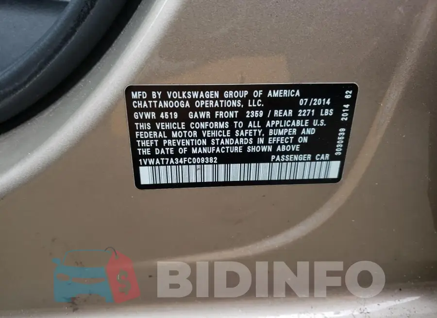 1VWAT7A34FC009382 Photo# 12