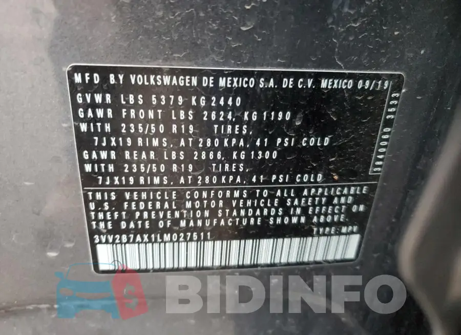 3VV2B7AX1LM027511 Photo# 13