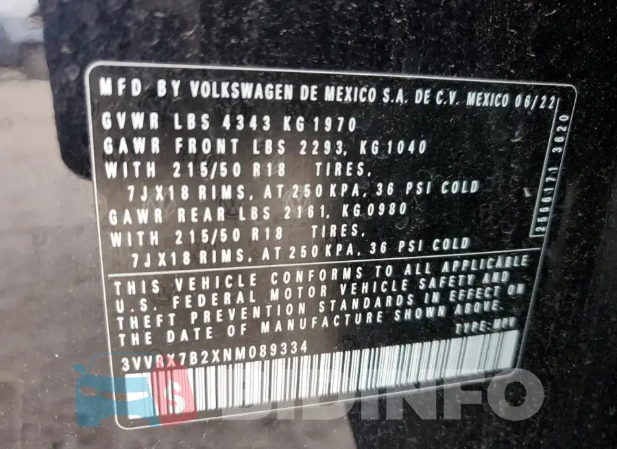 3VVRX7B2XNM089334 Photo# 14