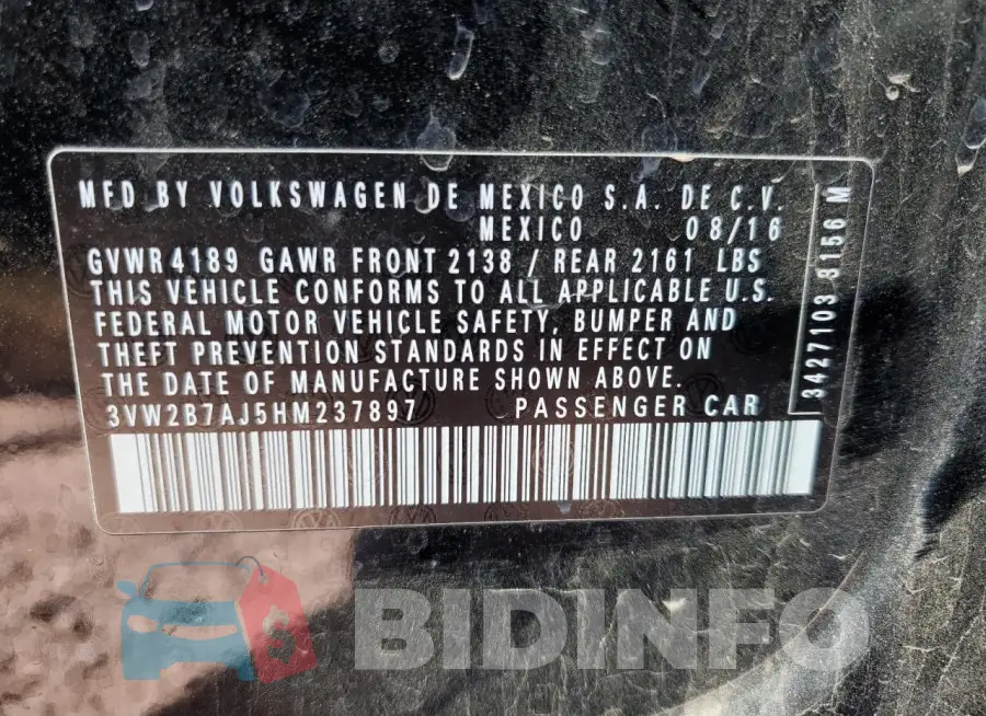 3VW2B7AJ5HM237897 Photo# 12