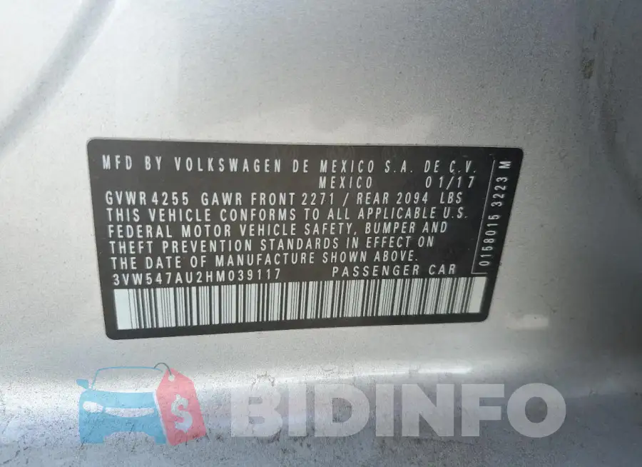 3VW547AU2HM039117 Photo# 12