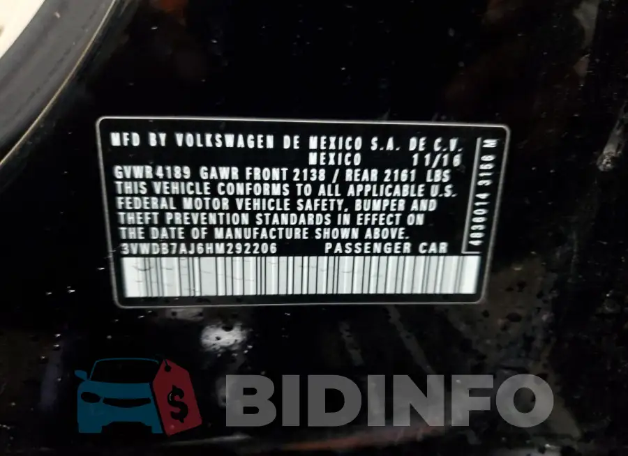 3VWDB7AJ6HM292206 Photo# 13