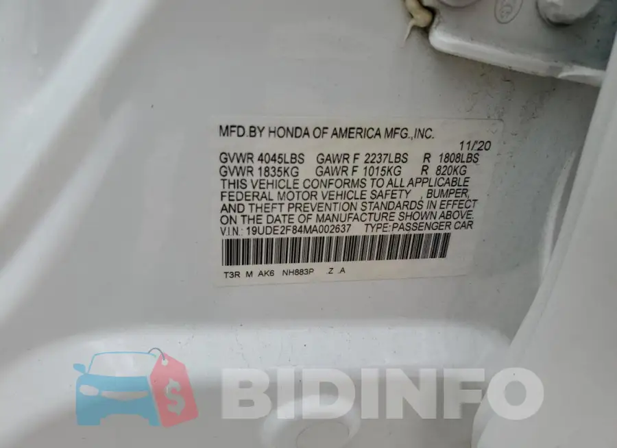 19UDE2F84MA002637 Photo# 12