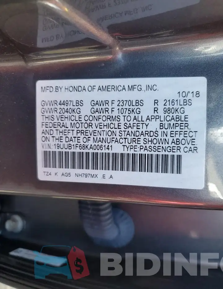 19UUB1F68KA006141 Photo# 12