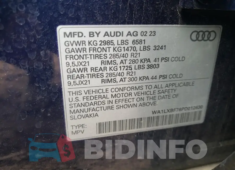 WA1LXBF76PD012630 Photo# 12
