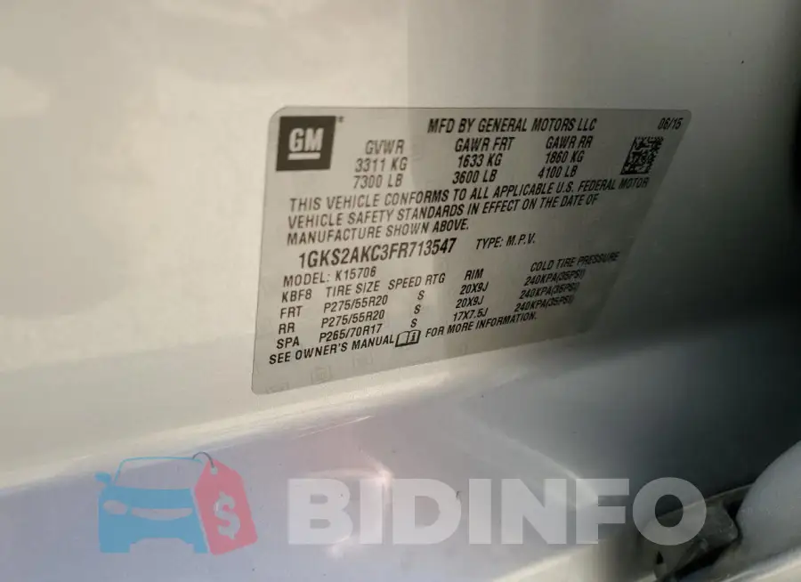 1GKS2AKC3FR713547 Photo# 13