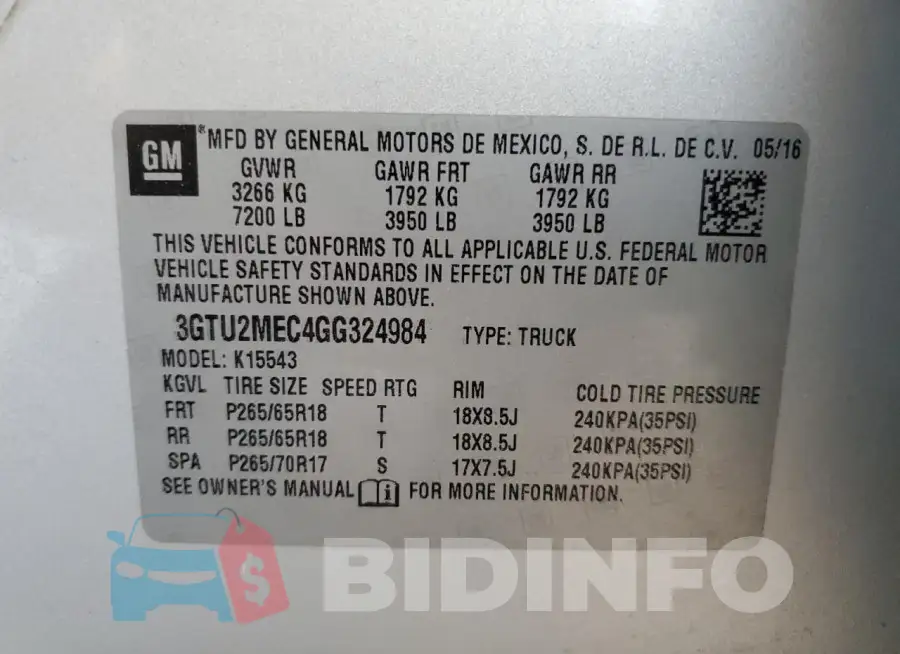 3GTU2MEC4GG324984 Photo# 12