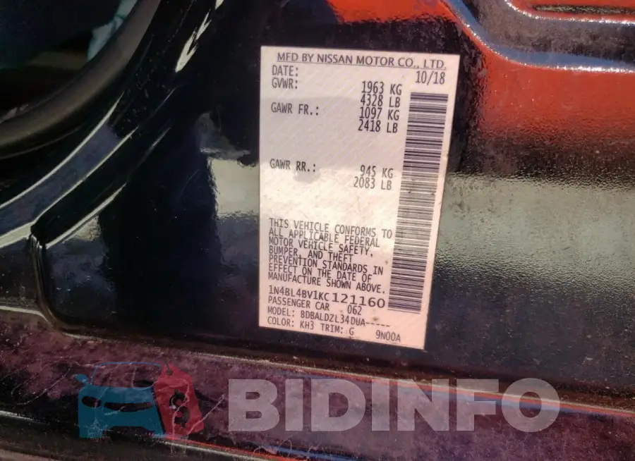 1N4BL4BV1KC121160 Photo# 12
