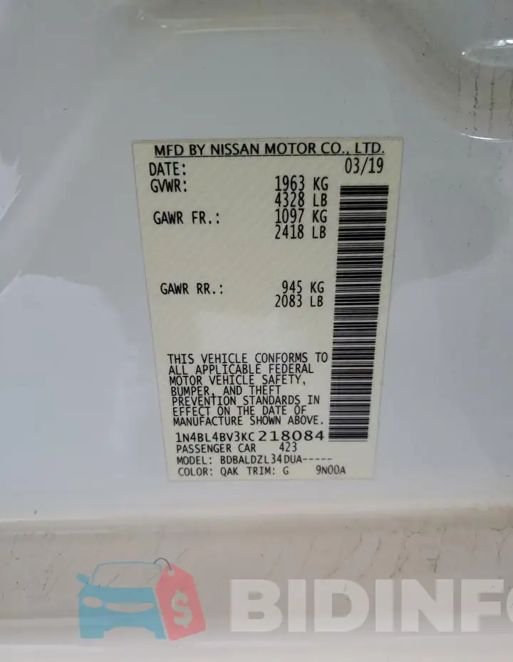 1N4BL4BV3KC218084 Photo# 12