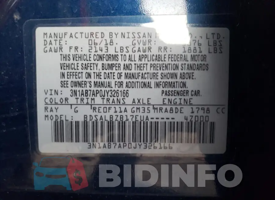3N1AB7AP0JY326166 Photo# 13