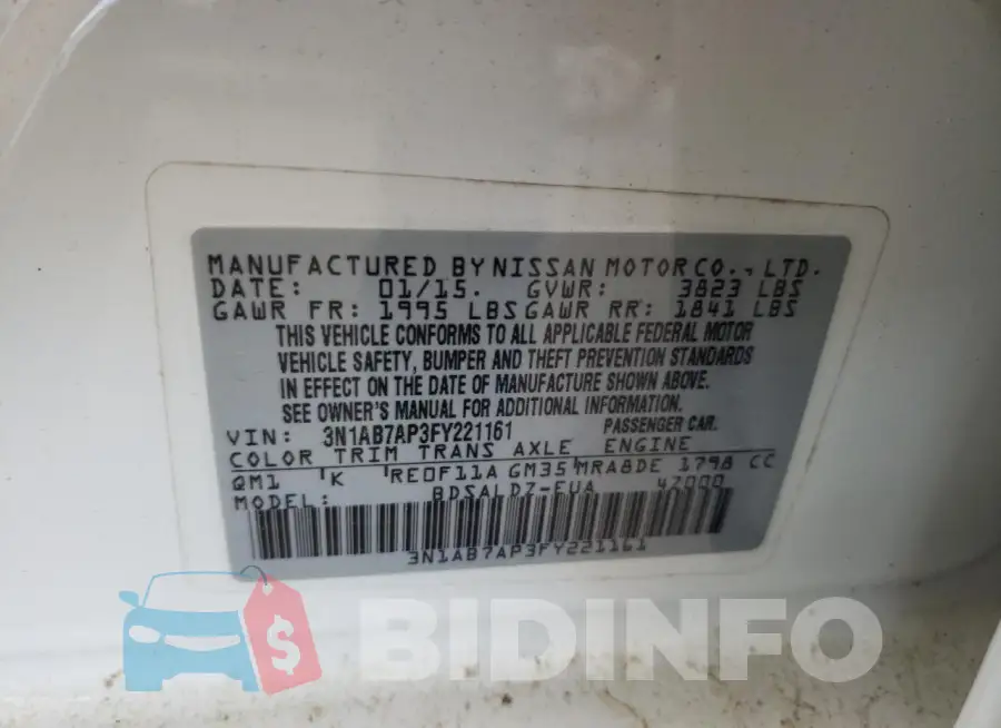 3N1AB7AP3FY221161 Photo# 12