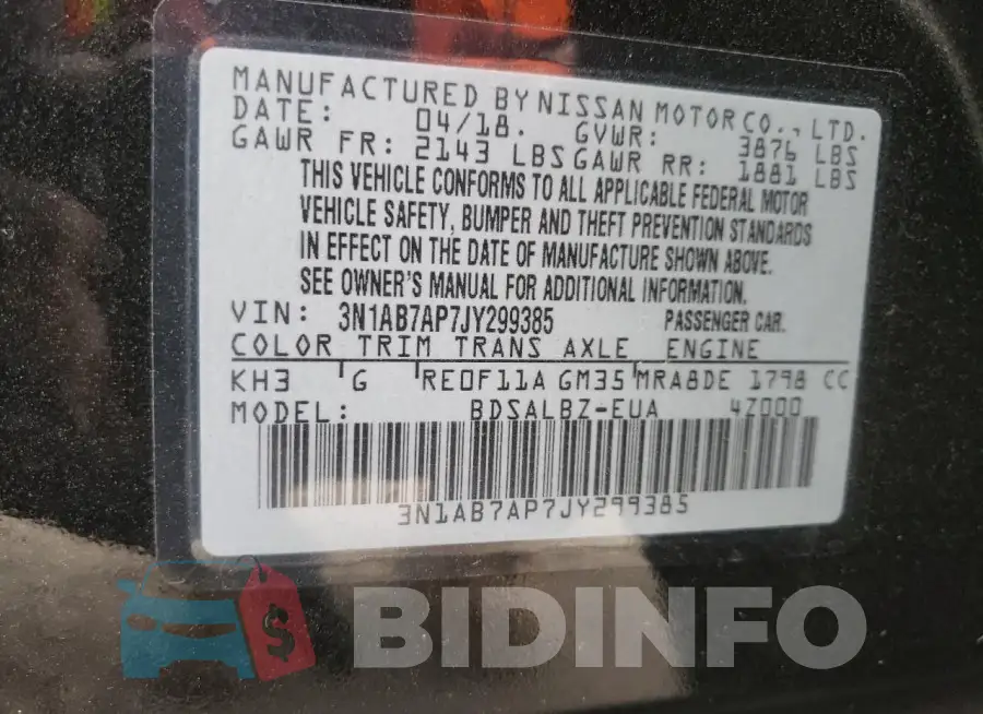 3N1AB7AP7JY299385 Photo# 12