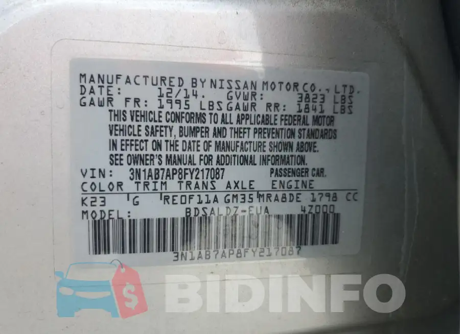 3N1AB7AP8FY217087 Photo# 13
