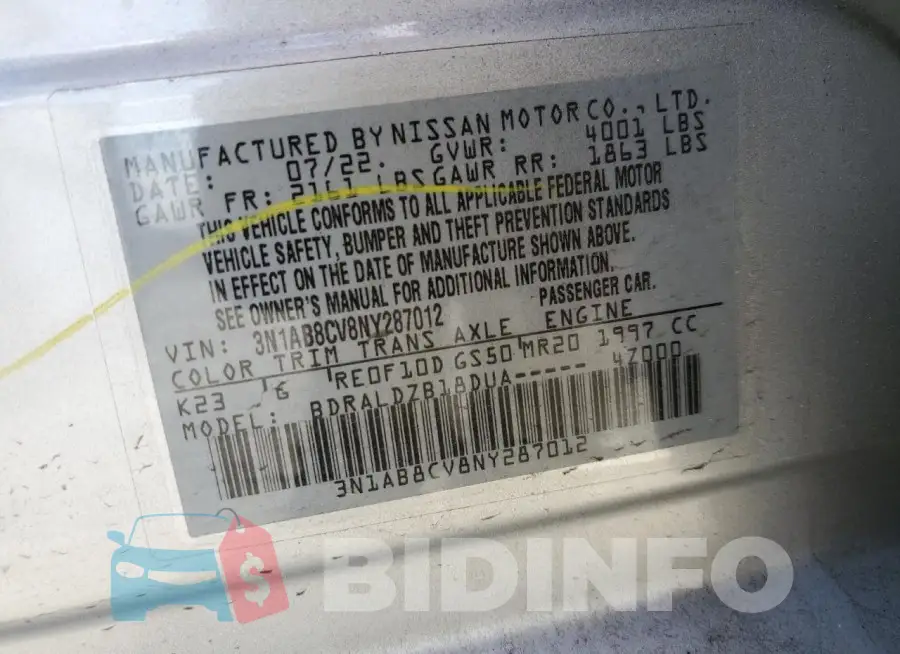 3N1AB8CV8NY287012 Photo# 12