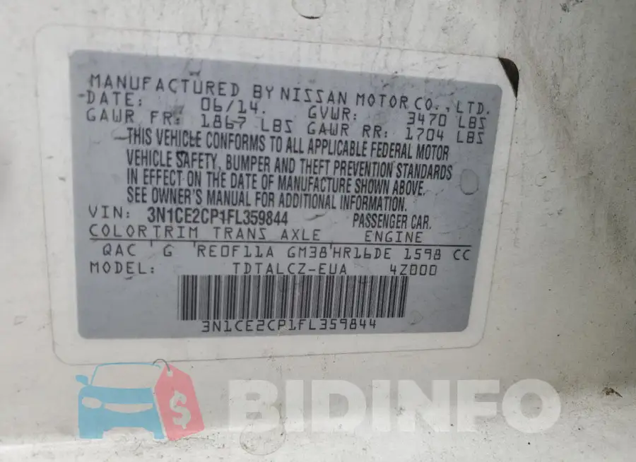 3N1CE2CP1FL359844 Photo# 12