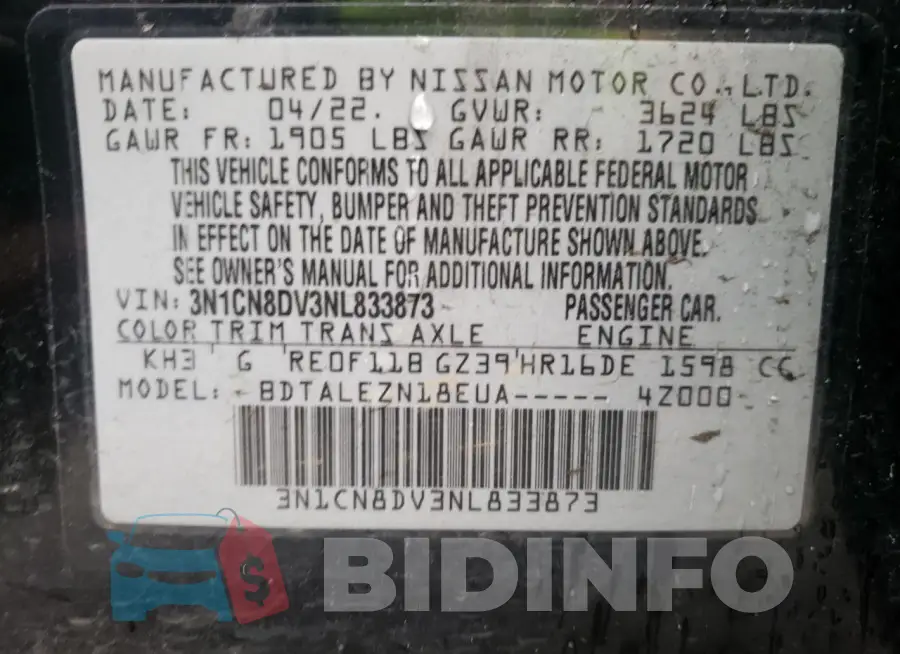 3N1CN8DV3NL833873 Photo# 12