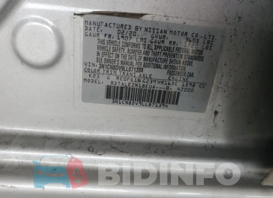 3N1CN8DV9LL871394 Photo# 12