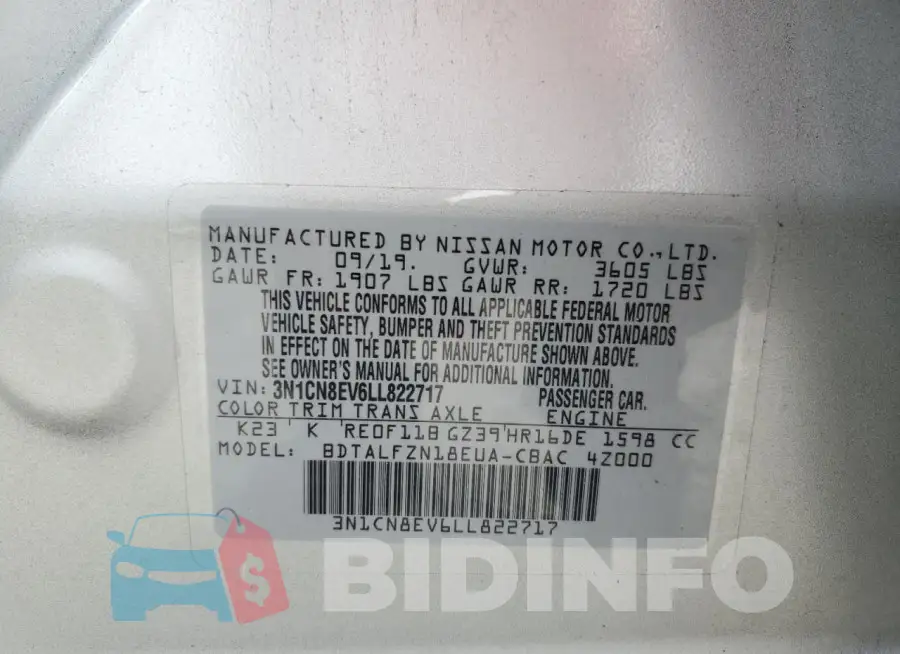 3N1CN8EV6LL822717 Photo# 12