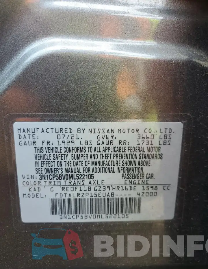 3N1CP5BV0ML522105 Photo# 13