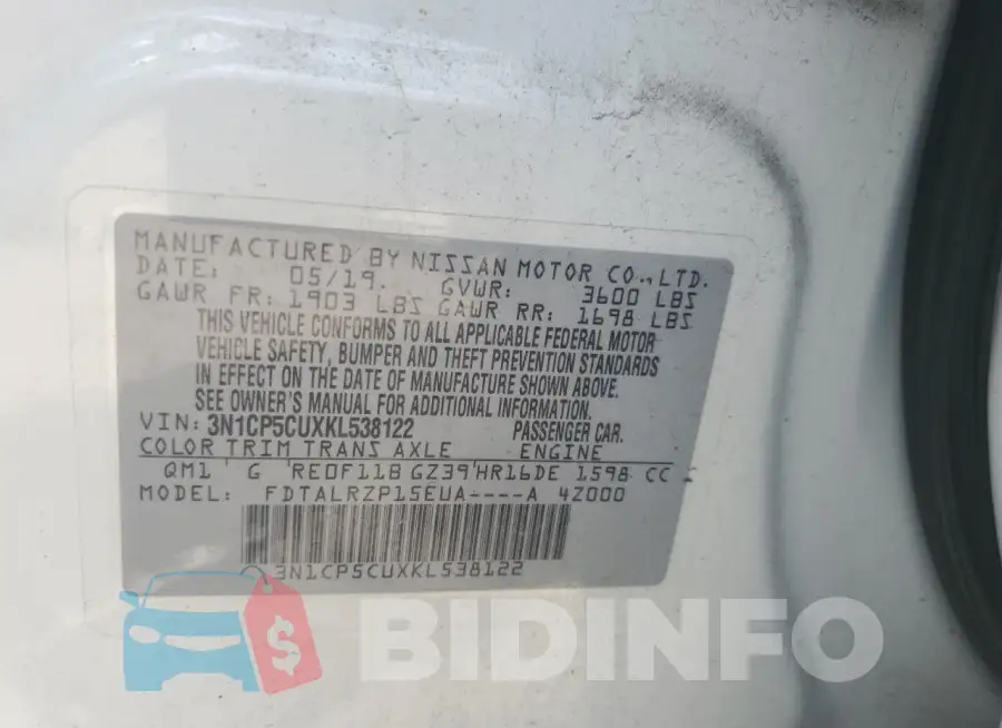 3N1CP5CUXKL538122 Photo# 12