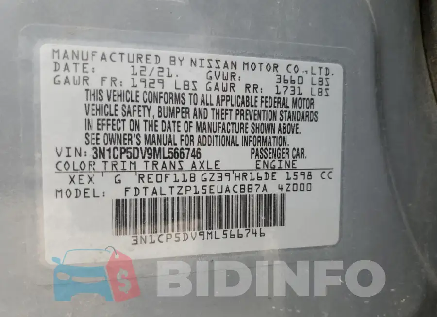 3N1CP5DV9ML566746 Photo# 12